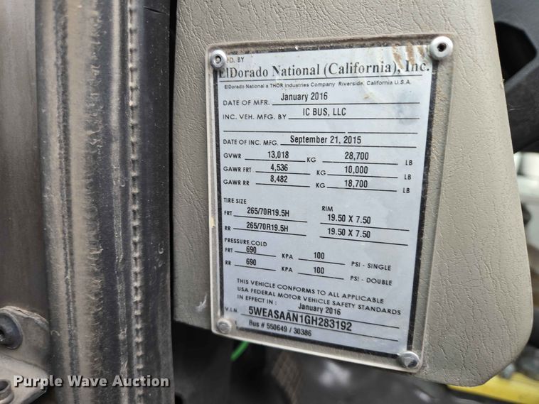 image for item DQ0000 2016 IC Corporation Eldorado shuttle bus