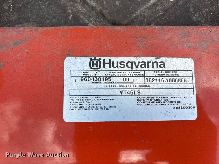 image for item EF1283 2016 Husqvarna YT46LS lawn mower