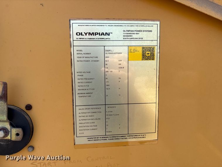 image for item EF1286 2003 Olympian D50 generator