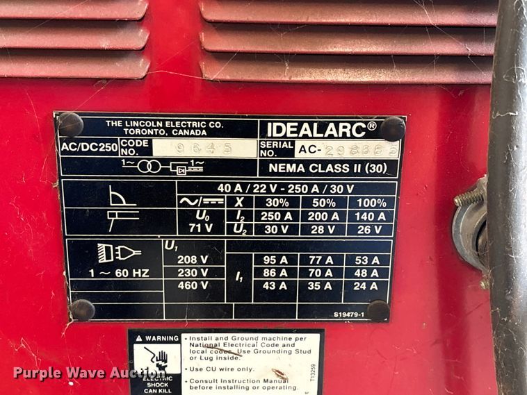 image for item EO4427 Lincoln Electric Idealarc 250 welder