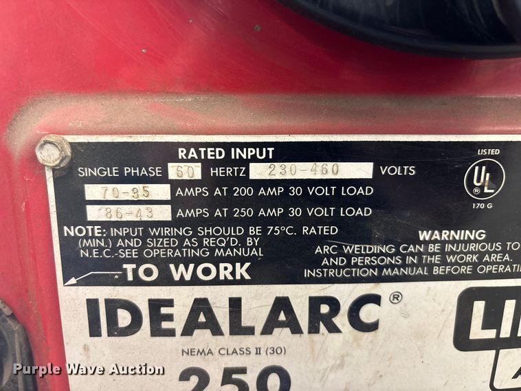 image for item EO4428 Lincoln Arc Welder Idealarc 250-250 welder