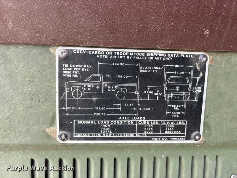 image for item ER3143 1986 Chevrolet D30 Military Postal Unit pickup truck