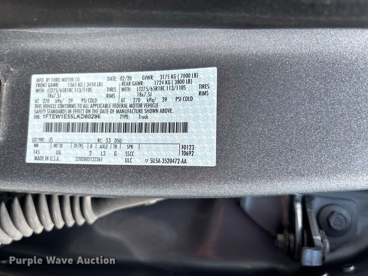 image for item ER3165 2020 Ford F150 Crew Cab pickup truck