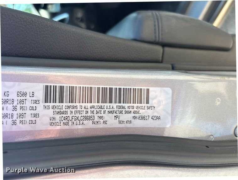 image for item ER3166 2020 Dodge Durango SSV SUV