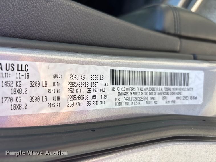 image for item ER3168 2019 Dodge Durango SSV SUV