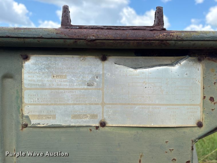 image for item ET6495 1966 Johnson Furnace Co. M416 utility trailer