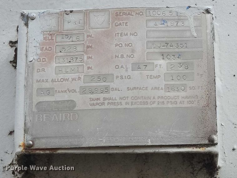 image for item EV5708 1973 Beaird Propane Tank