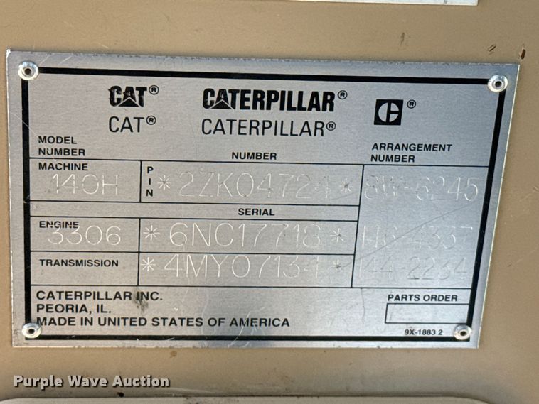image for item EW4042 1999 Caterpillar 140H motor grader