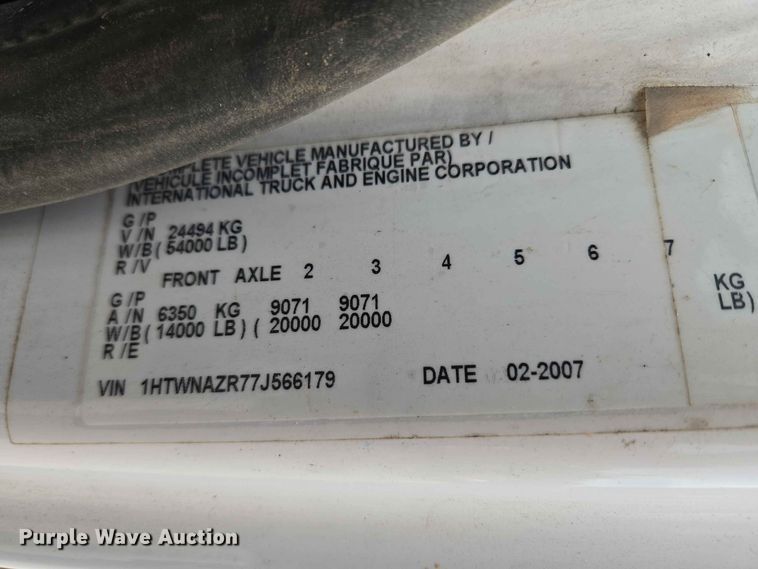 image for item EW8503 2007 International SF637 dump truck