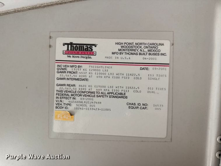 image for item EX2059 2002 Thomas school bus