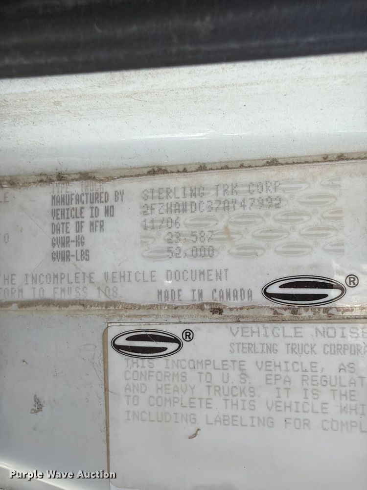 image for item EX2508 2007 Sterling L8500  dump truck