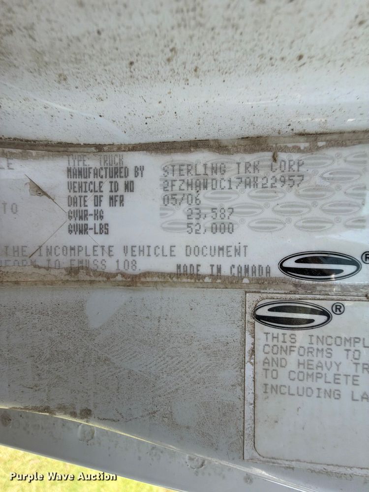 image for item EX2512 2007 Sterling Truck L8500 Dump Truck