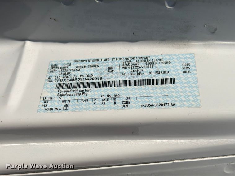 image for item EX4577 2009 Ford E450 Super Duty ambulance