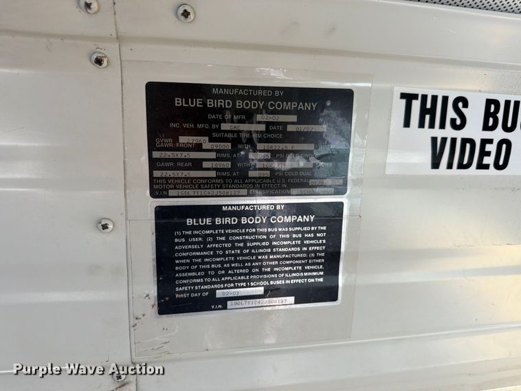image for item FK4058 2002 GMC Blue Bird B7 school bus
