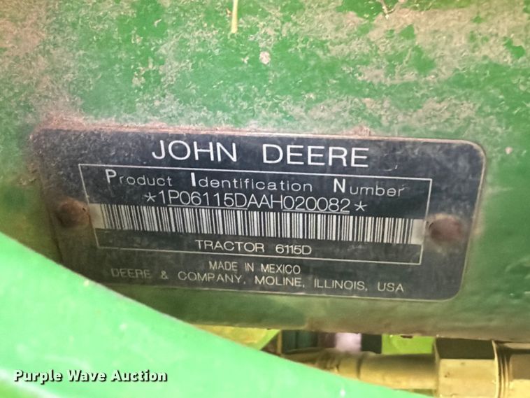 image for item FK5026 2010 John Deere 6115D MFWD tractor