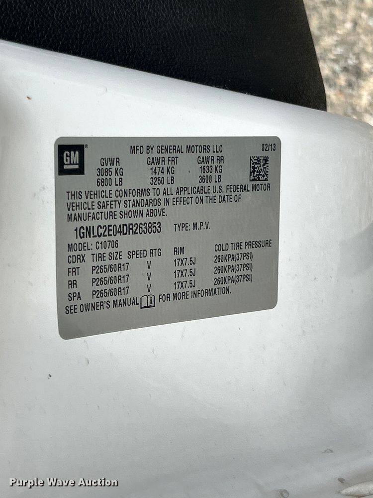 image for item FT6042 2013 Chevrolet Tahoe Police SUV