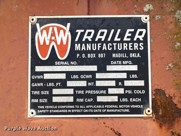 image for item NK9242 1985 W-W equipment trailer