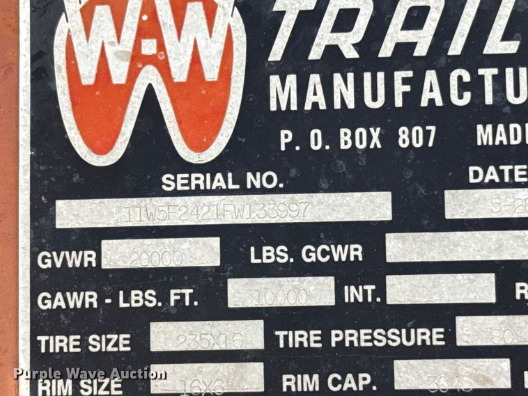 image for item NK9242 1985 W-W equipment trailer