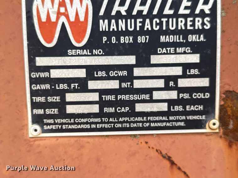 image for item NK9242 1985 W-W equipment trailer