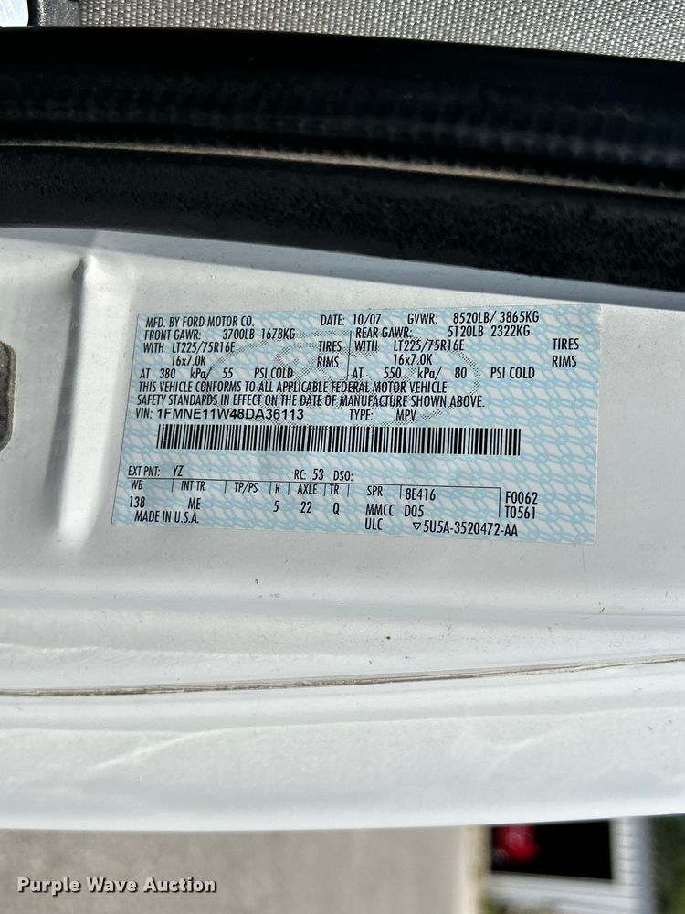 image for item NM9857 2008 Ford E150 van