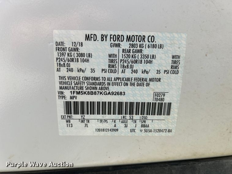 image for item NM9858 2019 Ford Explorer SUV
