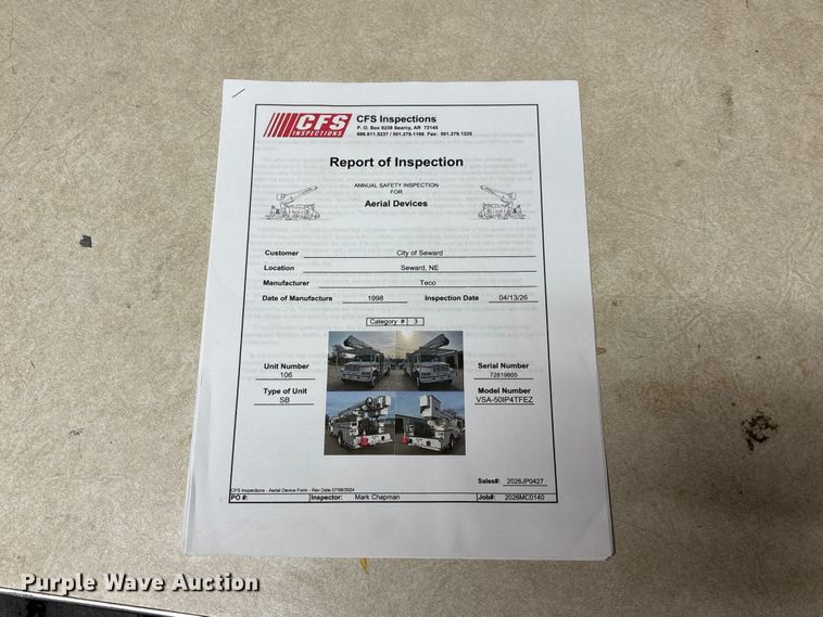 image for item NM9873 1999 International 4700 bucket truck