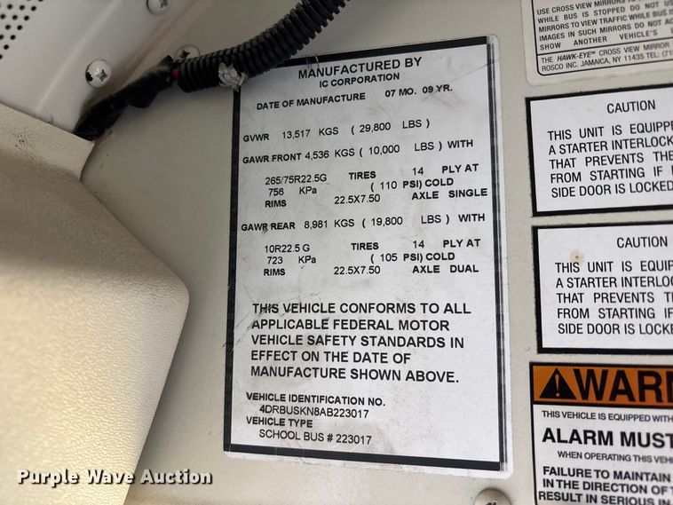 image for item NM9877 2010 Ic Bus PB105 school bus