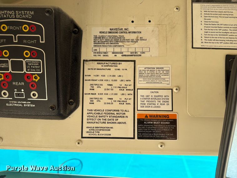 image for item OE9666 2015 Ic Corporation PB105 school bus