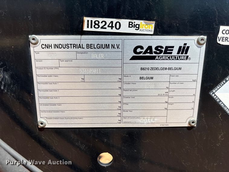 image for item EL2565 2014 Case ST6 large square baler