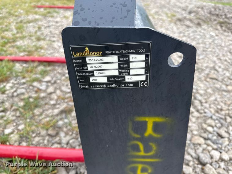 image for item EX2136 2025 LandHonor BS-12-2500G skid steer bale spear