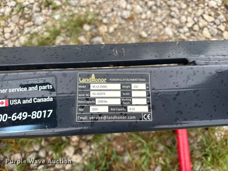 image for item EX2137 2025 LandHonor BS-12-2500G skid steer bale spear
