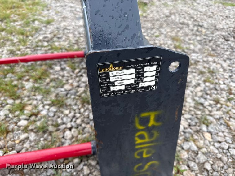 image for item EX2138 2025 LandHonor BS-12-2500G skid steer bale spear