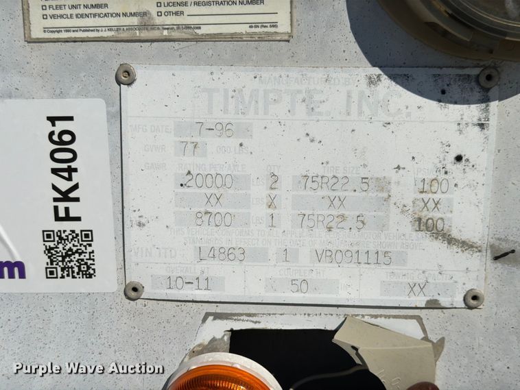 image for item FK4061 1997 Timpte walking floor trailer