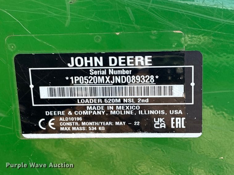 image for item YA3487 2022 John Deere 520M loader
