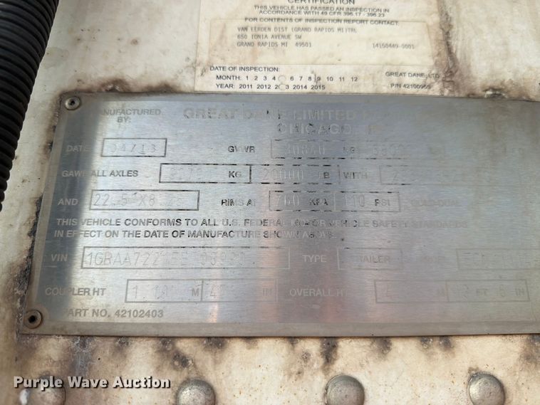 image for item DV8519 1984 Great Dane Trailers refrigerated van trailer