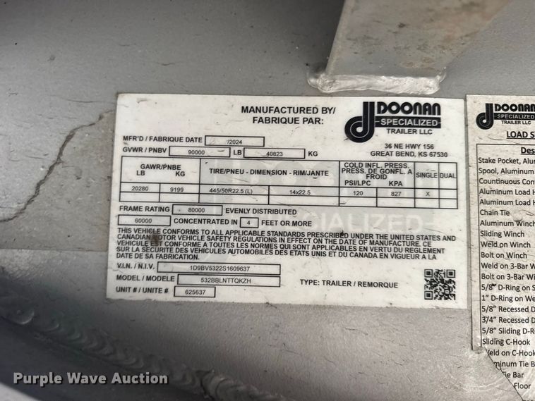 image for item DY3130 2025 Doonan Specialized Trailer 532BBLNTTQKZH flatbed trailer