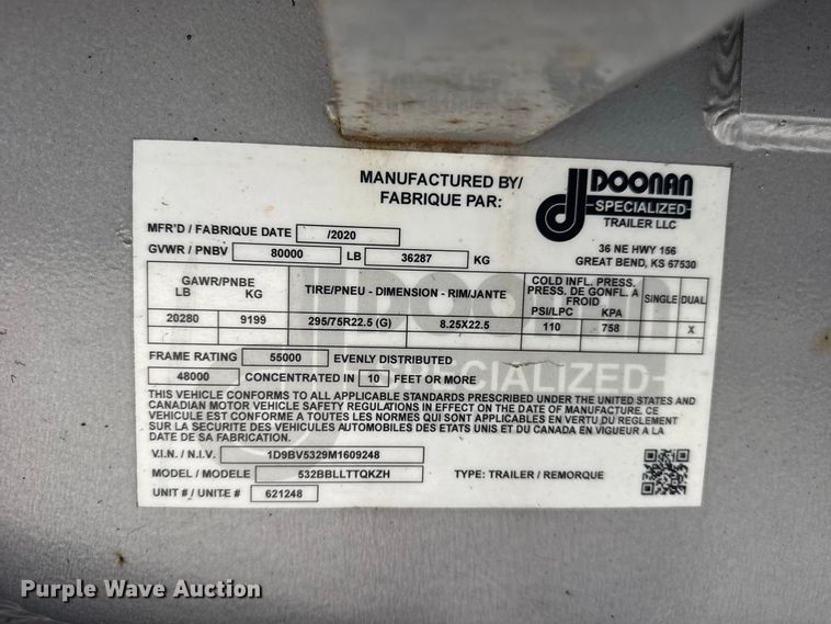 image for item DY3136 2021 Doonan Specialized Trailer 532BBLLTTQKZH flatbed trailer