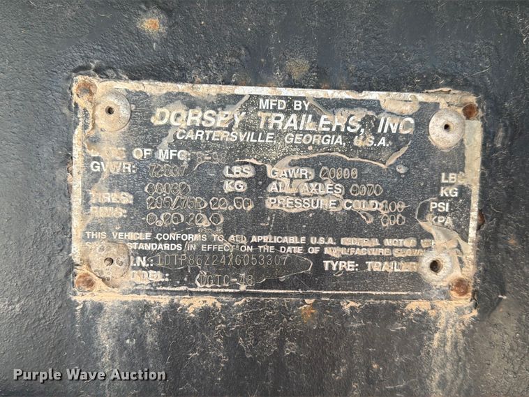 image for item EA0370 1999 Dorsey DGTC-48 flatbed trailer