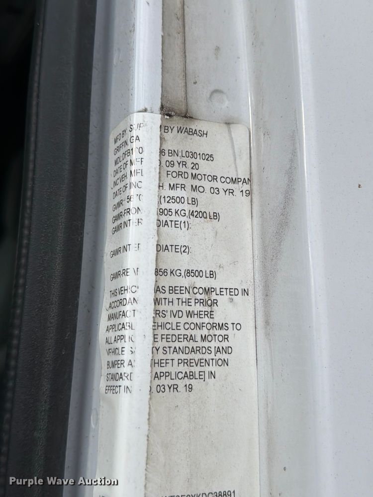 image for item ED5143 2019 Ford E350 box truck