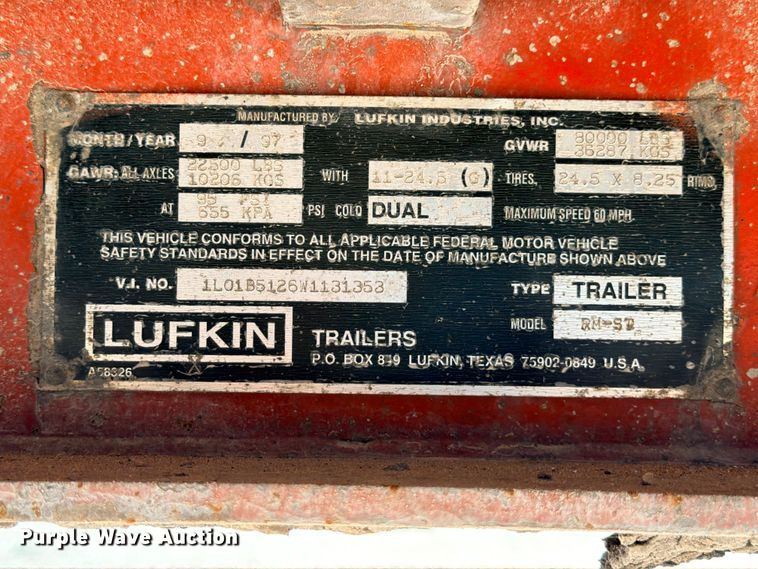 image for item ED5398 1998 Lufkin RM-ST flatbed trailer
