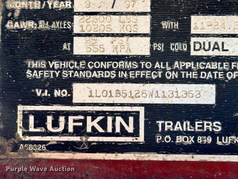 image for item ED5398 1998 Lufkin RM-ST flatbed trailer