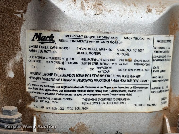 image for item ED5412 2013 Mack CHU613 fuel truck