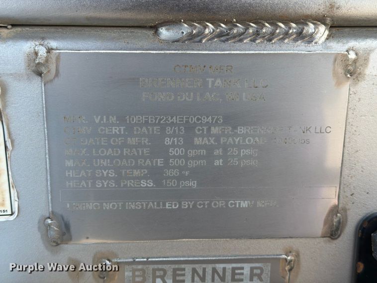 image for item EG9315 2014 Brenner vacuum trailer
