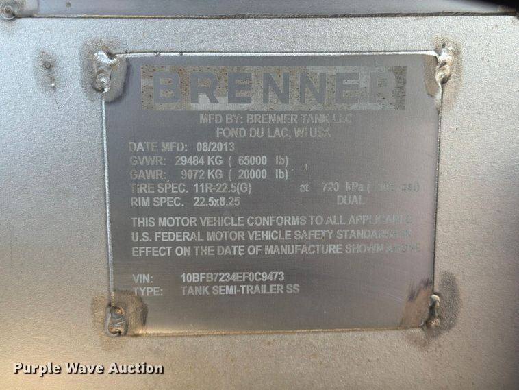 image for item EG9315 2014 Brenner vacuum trailer