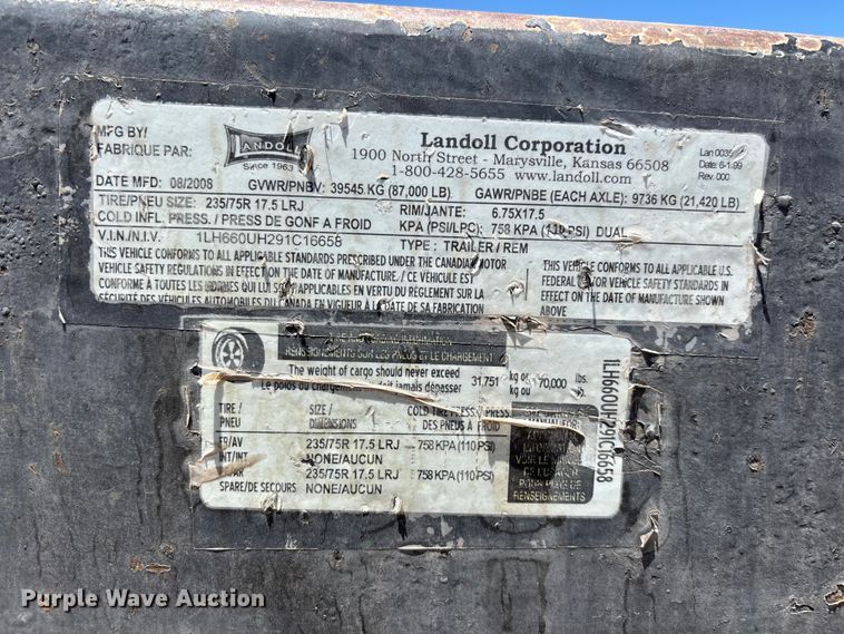image for item EL2493 2009 Landoll Corporation Tran45 drop tilt deck equipment trailer