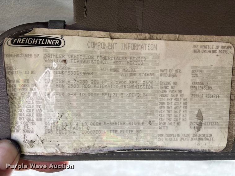 image for item EL2527 2016 Freightliner Business Class M2 box truck