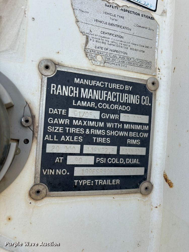 image for item EL2538 2005 Ranco Anvil end dump trailer