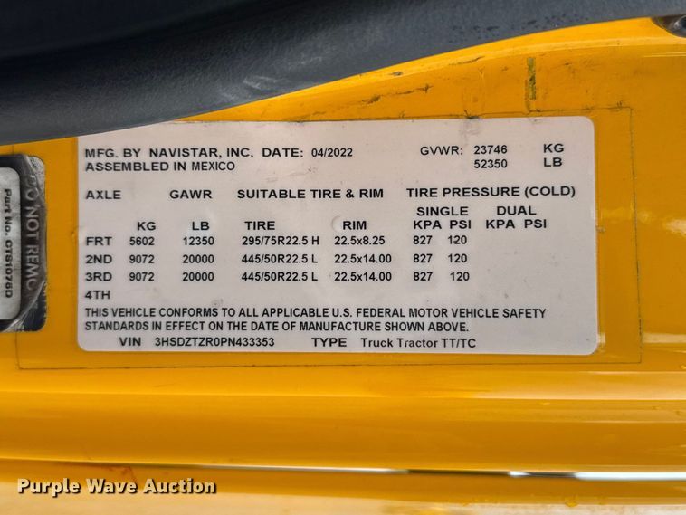 image for item FC4048 2023 International LT625 semi truck