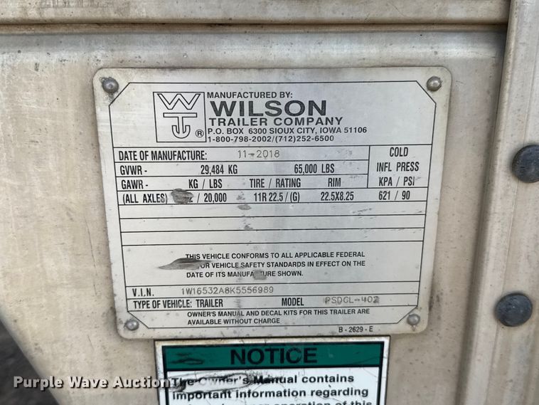 image for item FC4062 2019 Wilson PSDCL-402 livestock trailer