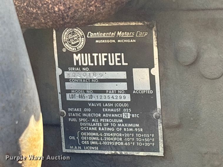 image for item FG0539 1972 AM General M44 flatbed truck
